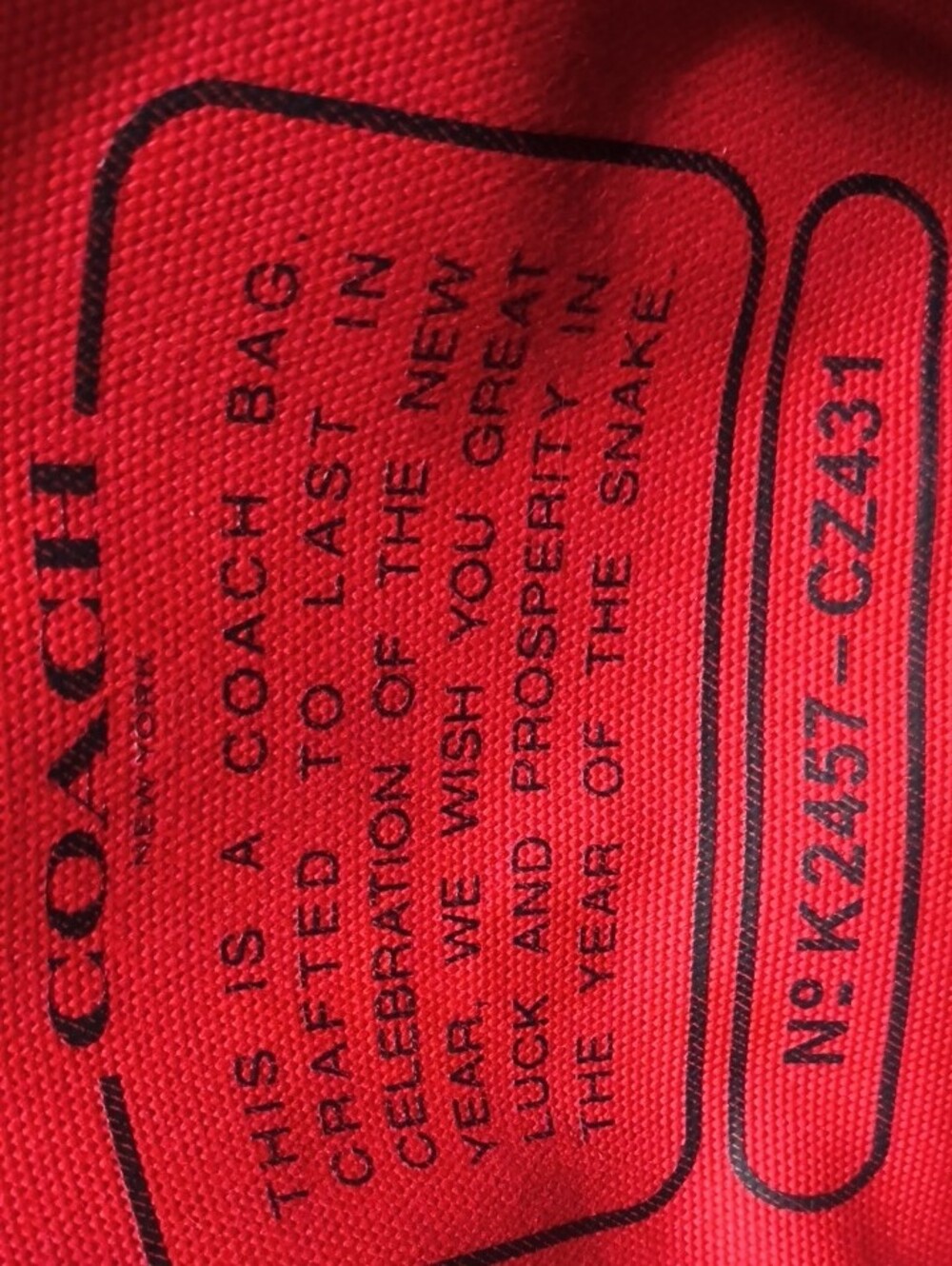 Coach 2025 Year Snake Med Red Canvas Tote with Year Of The Snake 2025 Gold Charm - Picture 11 of 11